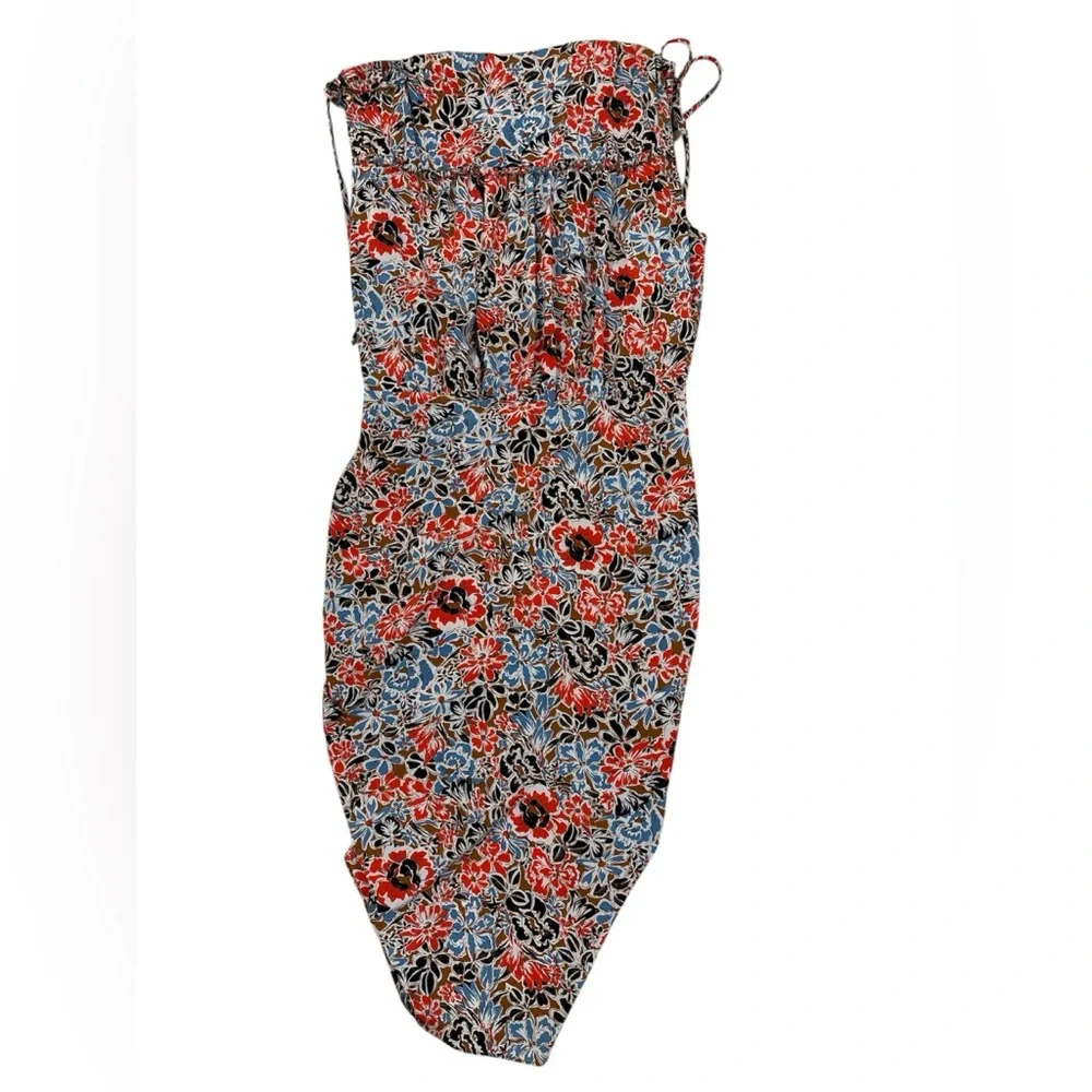 VERONICA BEARD Soheyla Ruched Floral-print Silk-blend Crepe dress size 4 - Picture 3 of 9